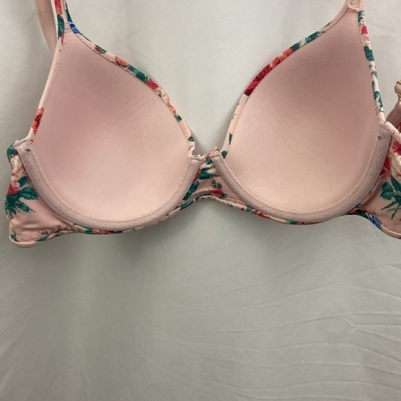Soma Embraceable Full Coverage Floral Blue Jay Pink 34C Bra - Picture 9 of 12
